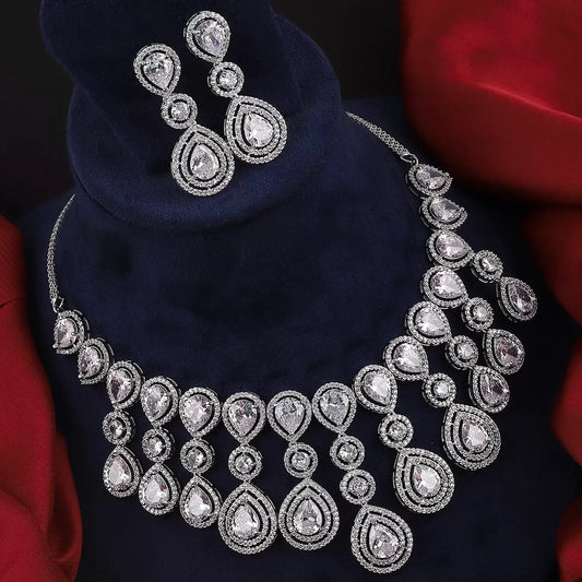 Silver Ananya AD Necklace