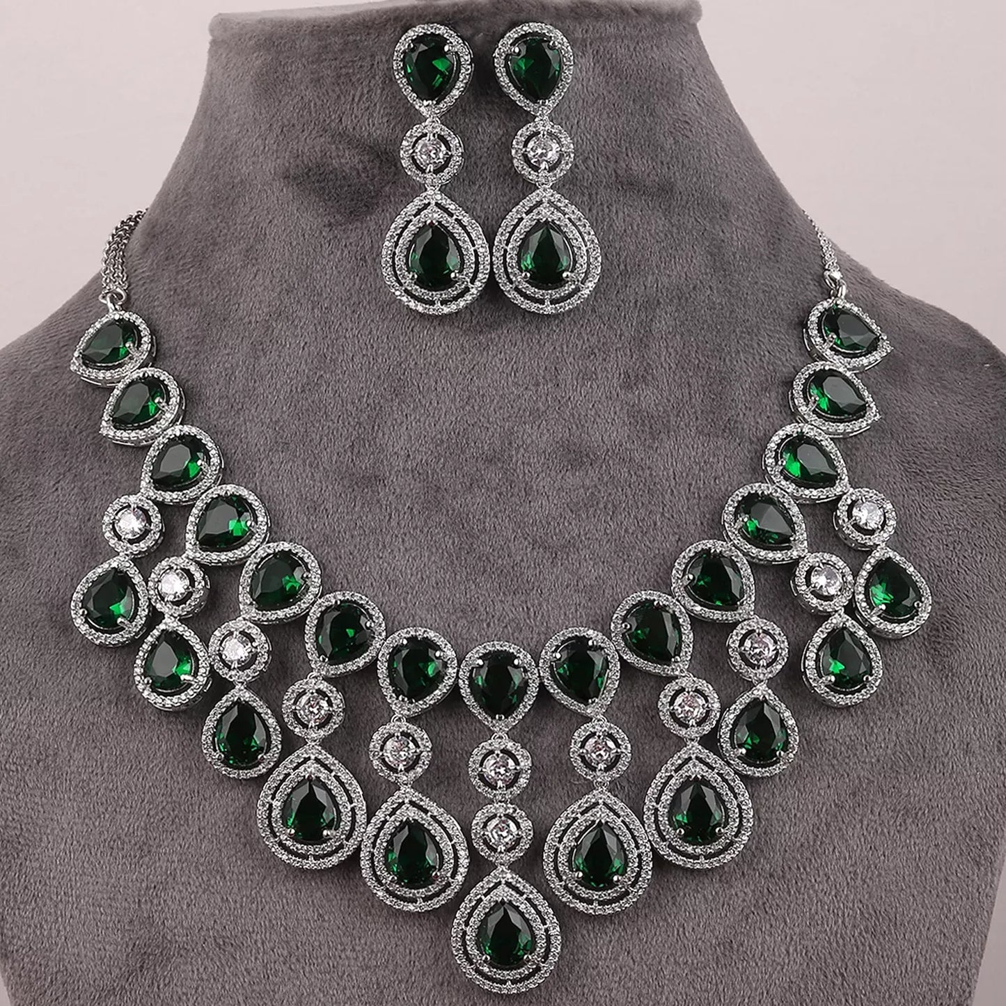 Emerald Ananya American Diamond Necklace Set