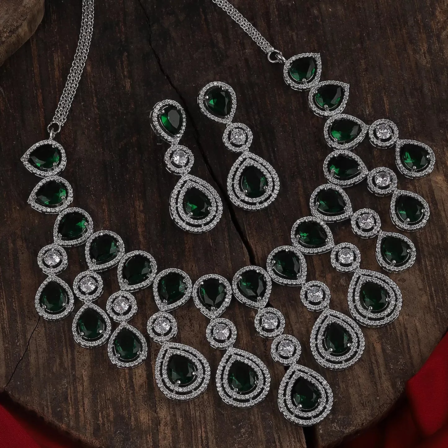 Emerald Ananya American Diamond Necklace Set