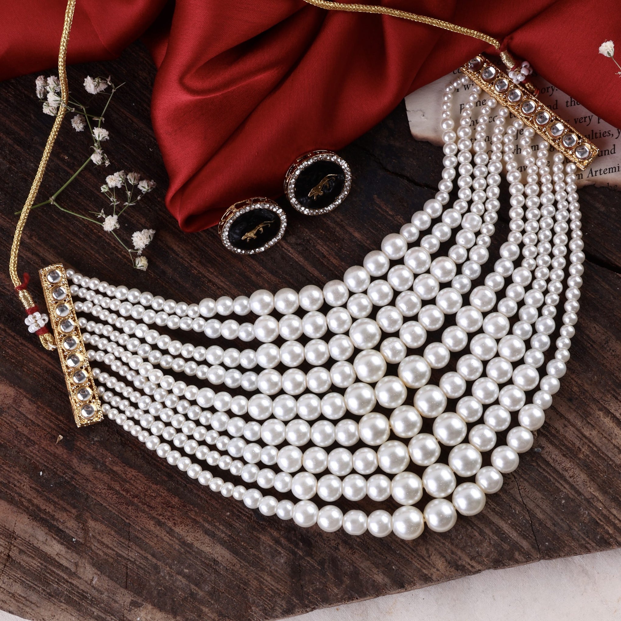 Raha Pearl Statement Necklace set with Stud inspired by Alia Bhatt