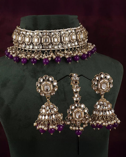 Purple Padmini Choker Set