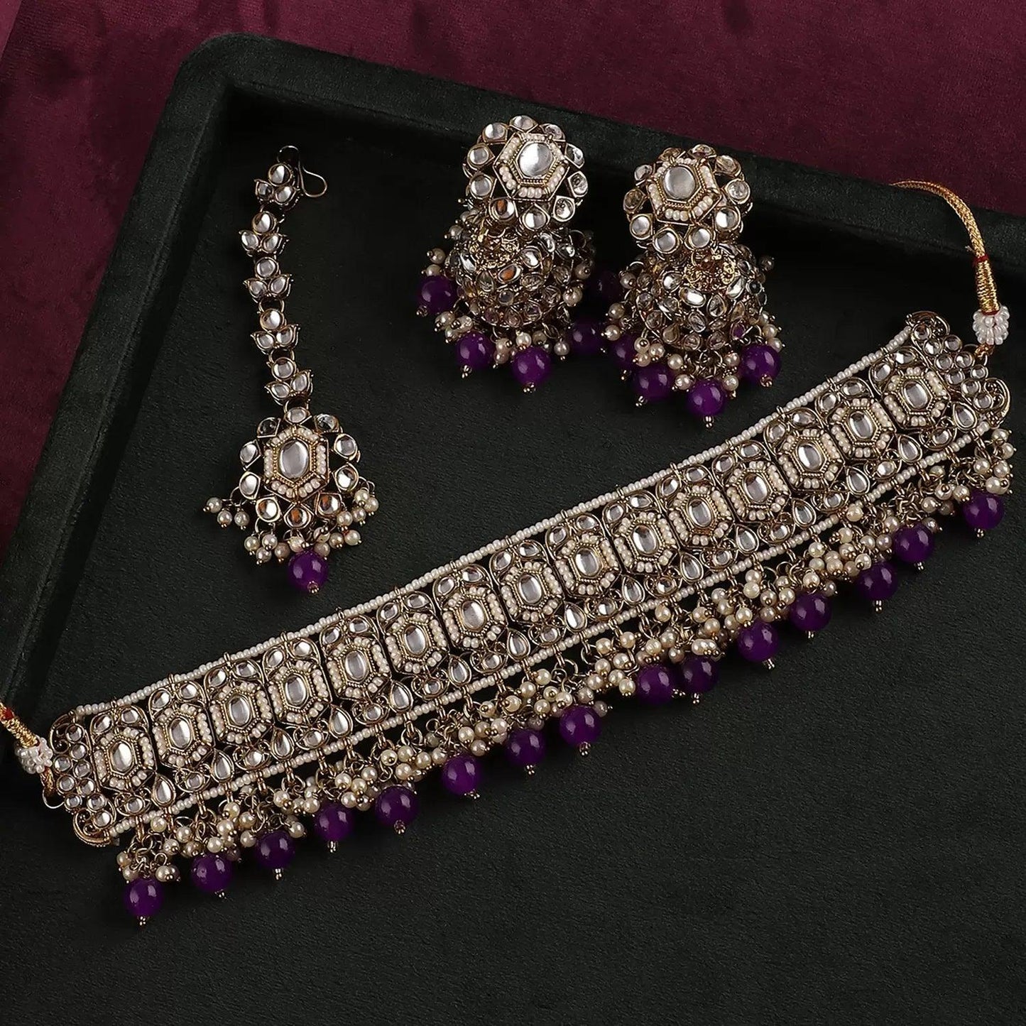 Purple Padmini Choker Set