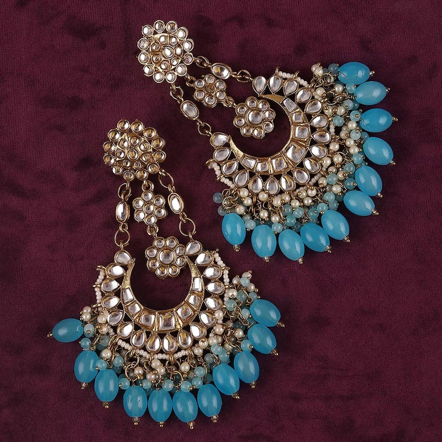 Turquoise Ujala Chandbali