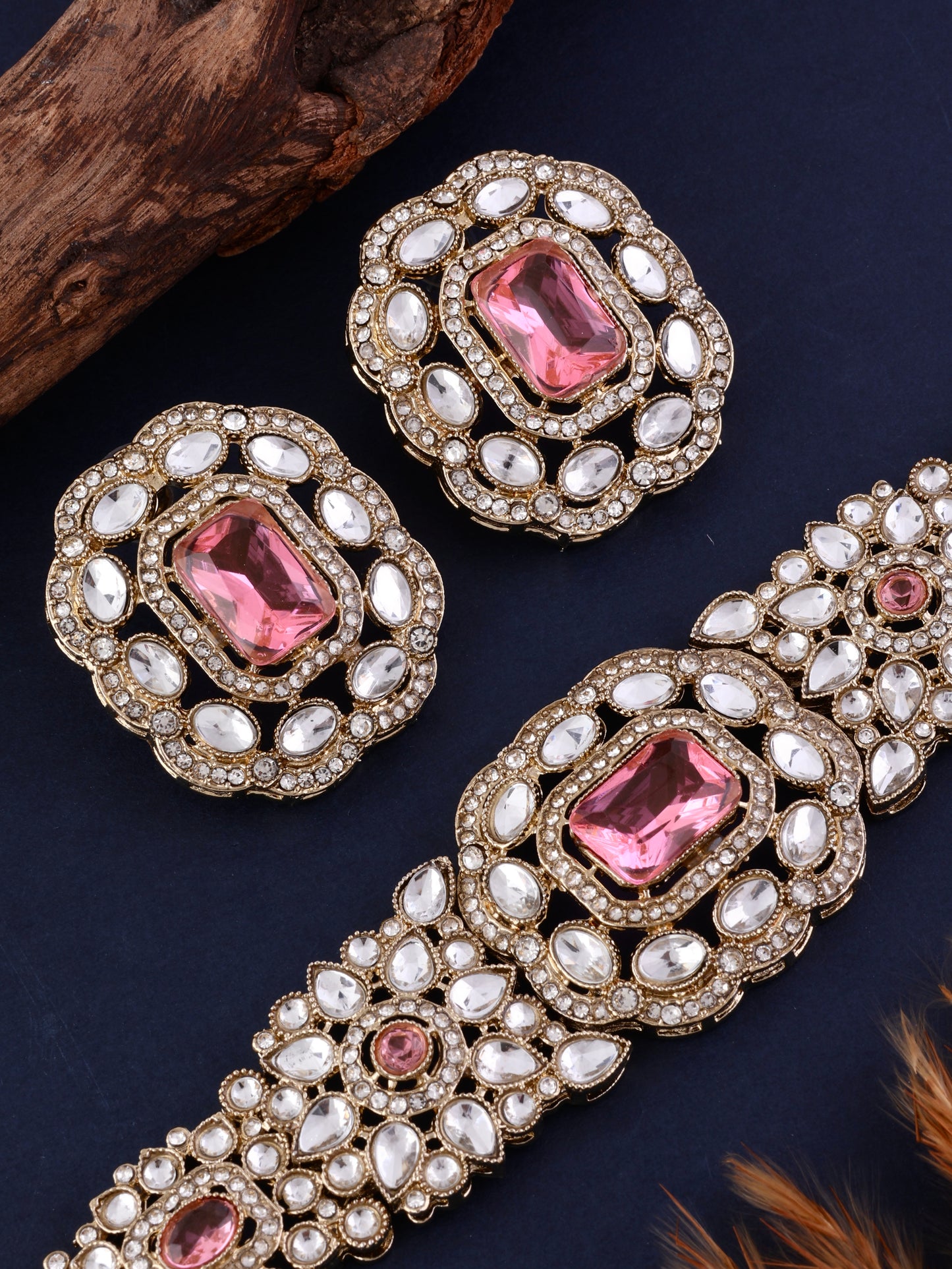 Crystal Blush Gunveen Choker Necklace Earring