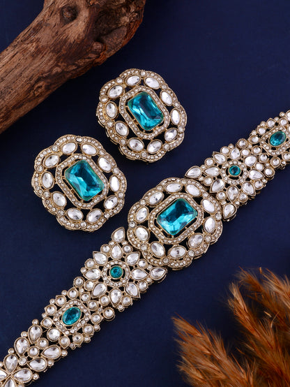 Turquoise Gunveen Choker Necklace Earring