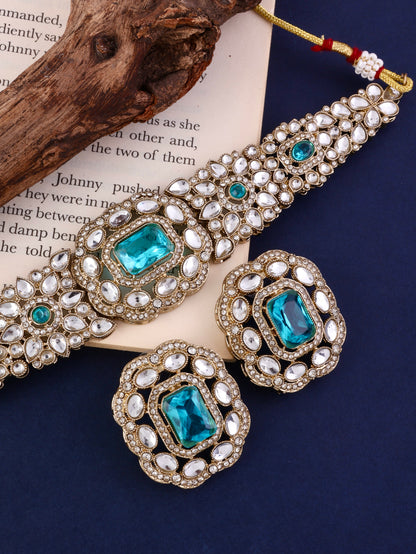 Turquoise Gunveen Choker Necklace Earring