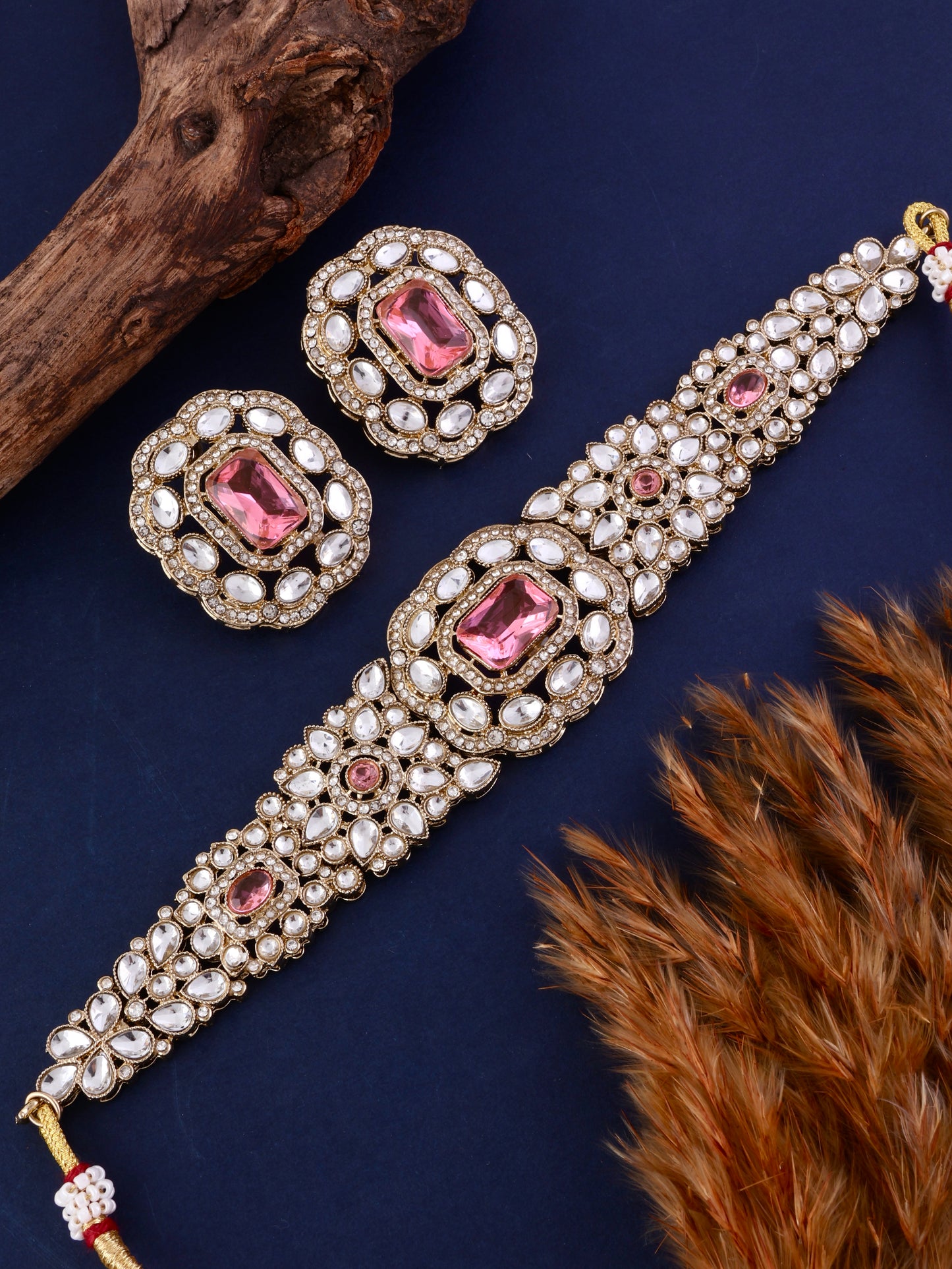 Crystal Blush Gunveen Choker Necklace Earring