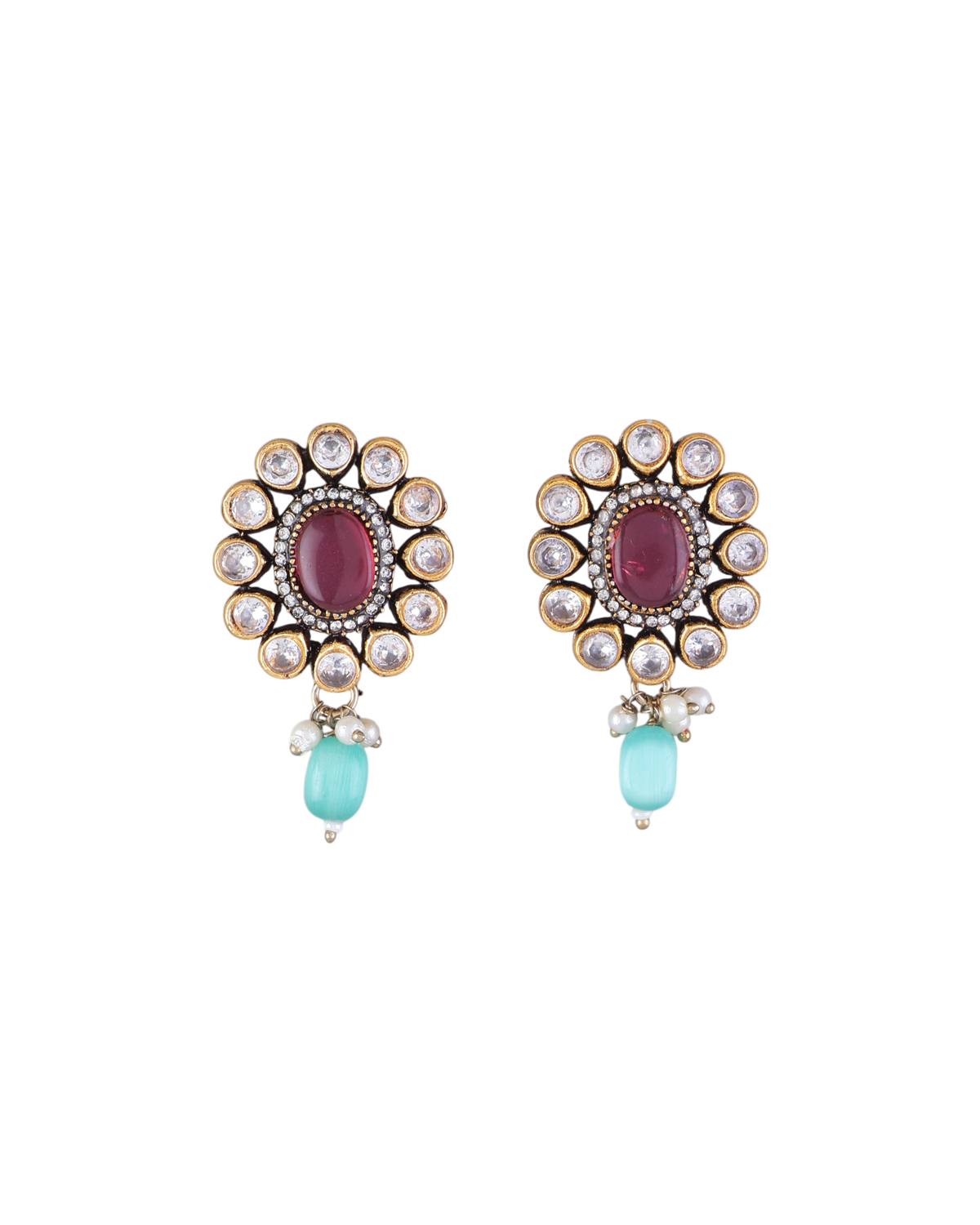 Onion Mint Alizeh Monalisa Antique Designer Stud Earring