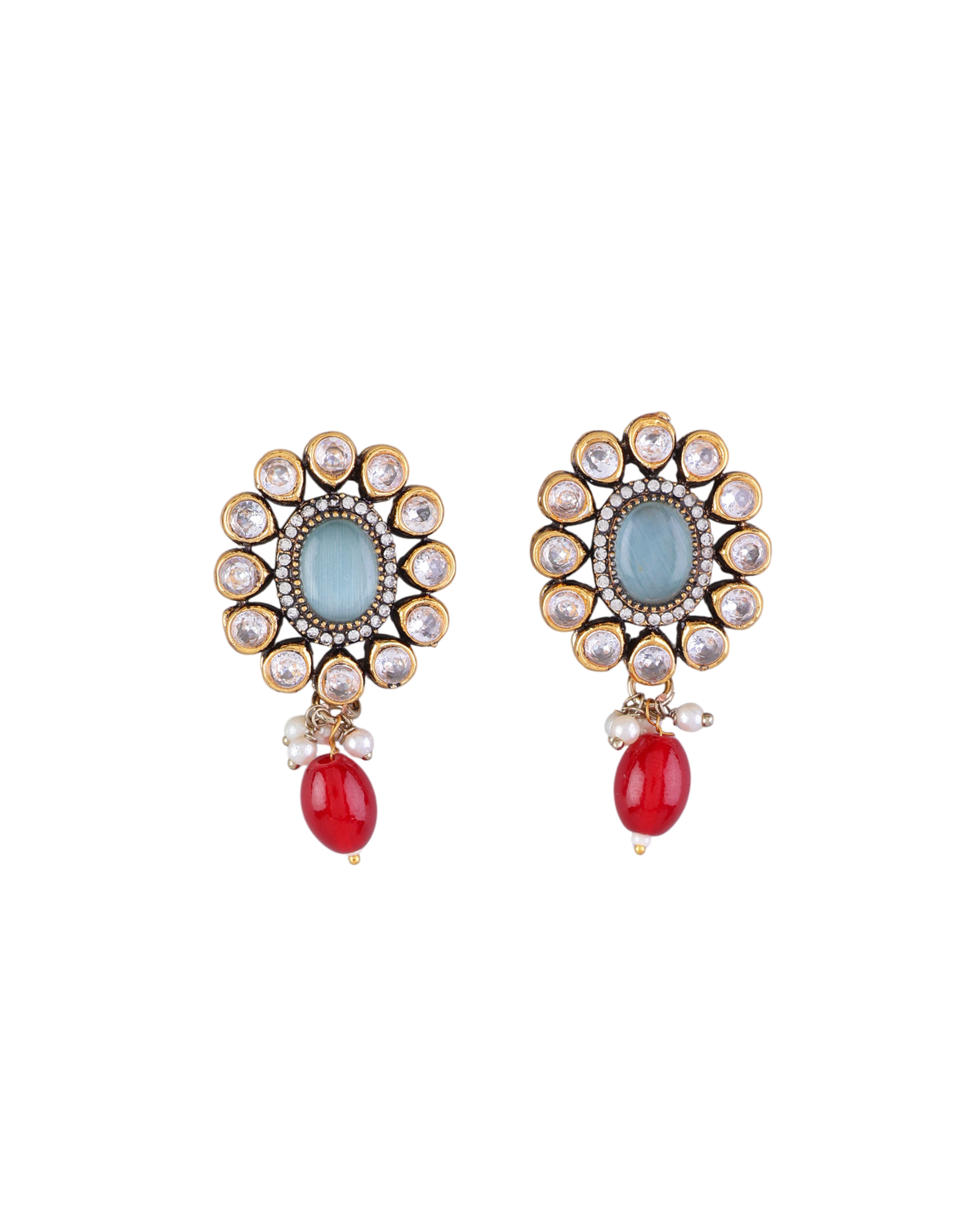 Turquoise Red Alizeh Monalisa Antique Designer Stud Earring