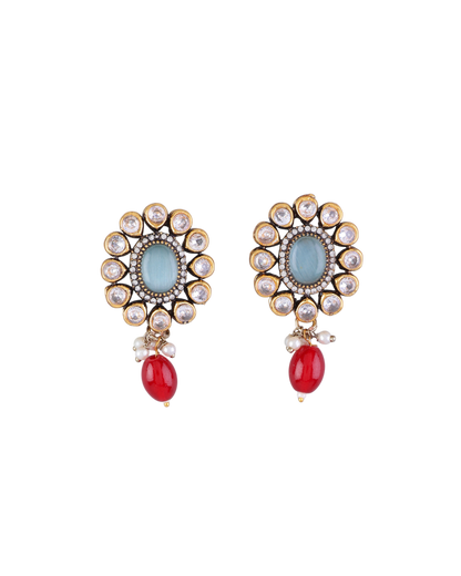 Turquoise Red Alizeh Monalisa Antique Designer Stud Earring