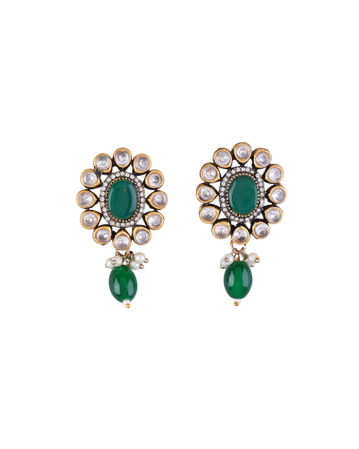 Green Alizeh Monalisa Antique Designer Stud Earring