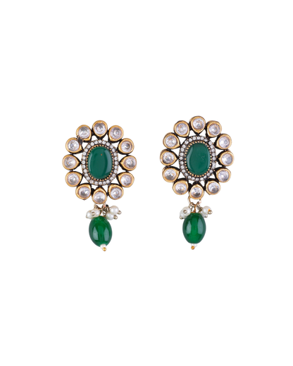 Green Alizeh Monalisa Antique Designer Stud Earring