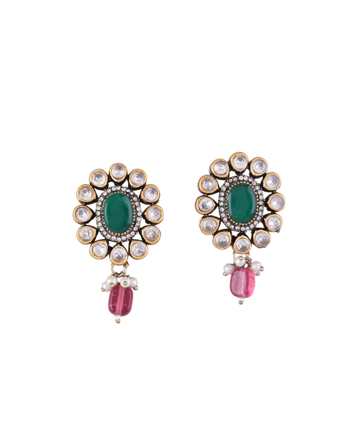 Green Ruby Alizeh Monalisa Antique Designer Stud Earring