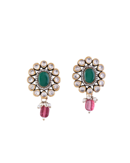 Green Ruby Alizeh Monalisa Antique Designer Stud Earring