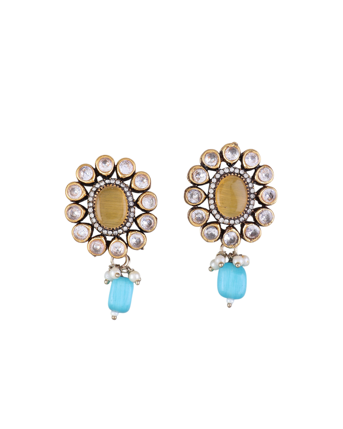 Yellow Turquoise Alizeh Monalisa Antique Designer Stud Earring
