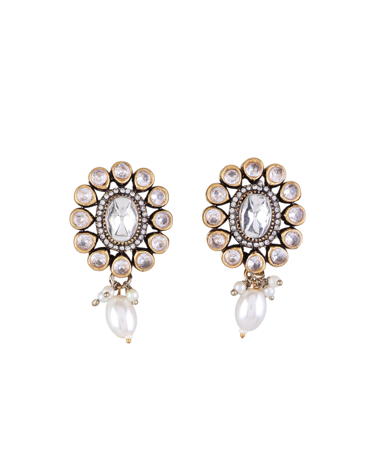 White Alizeh Monalisa Antique Designer Stud Earring