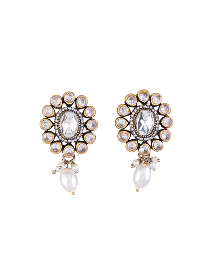 White Alizeh Monalisa Antique Designer Stud Earring