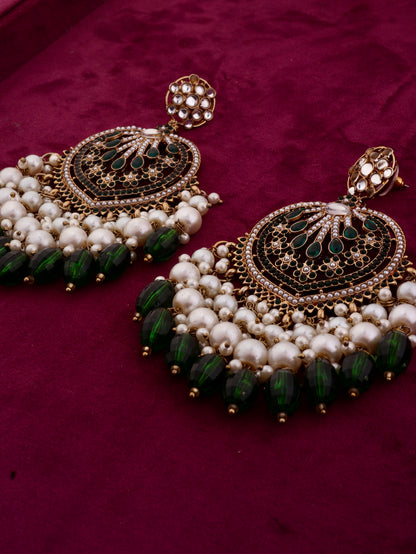 Emerald Green Ishmeet Designer Jadau Pakistani Chandbali