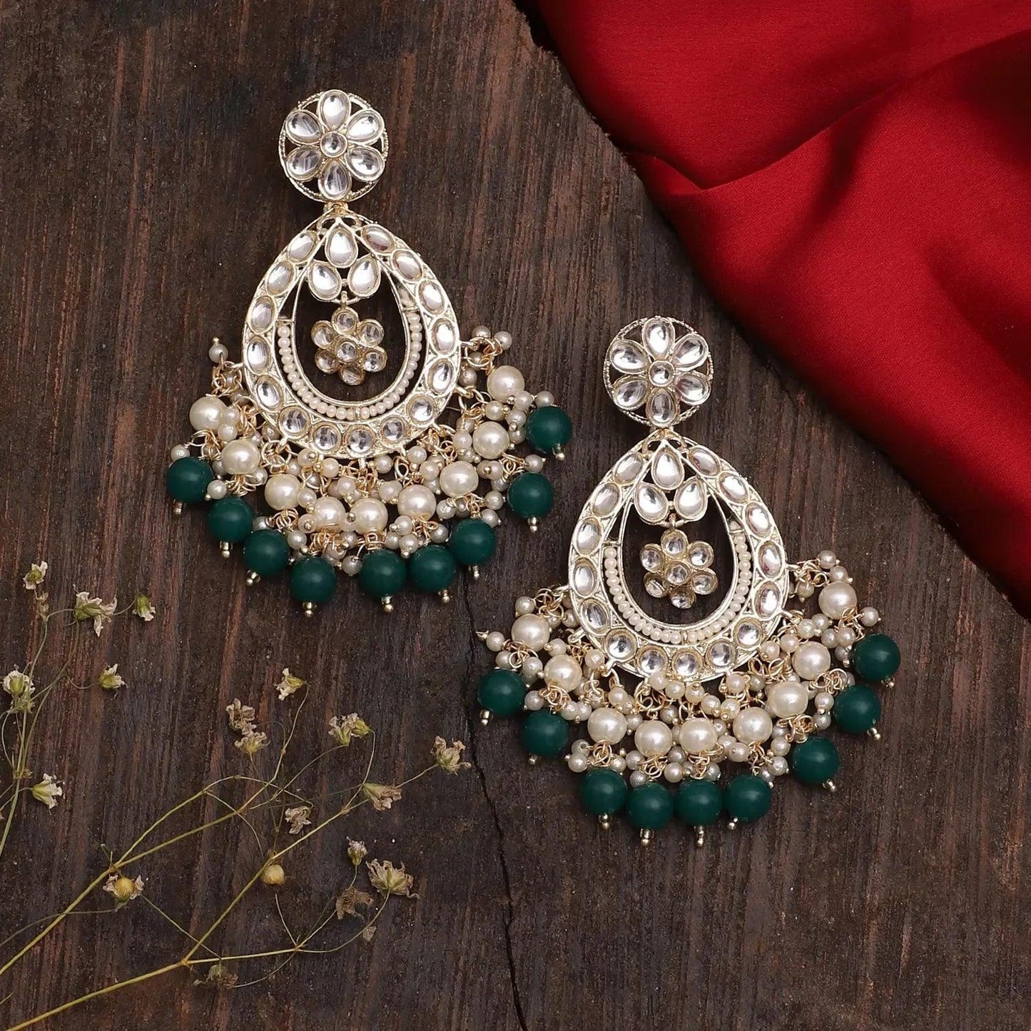 Dark Green Jiya Kundan Earring