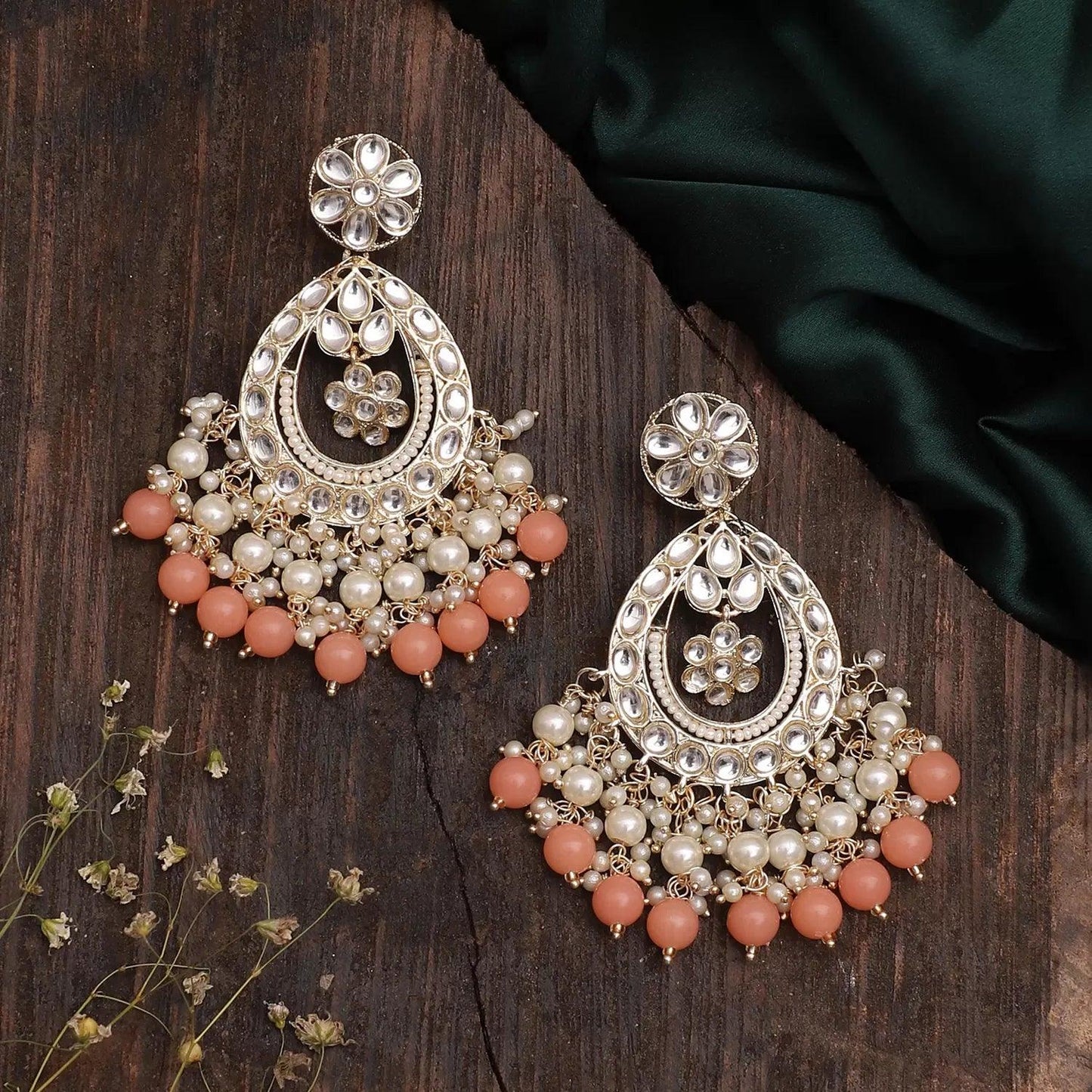 Peach Jiya Kundan Earring