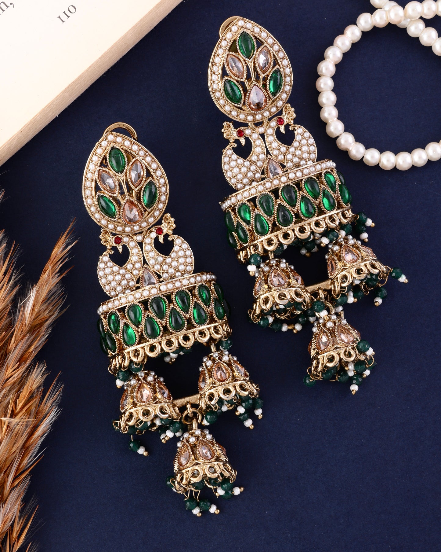 Green Sumaira Designer Peacock Earring