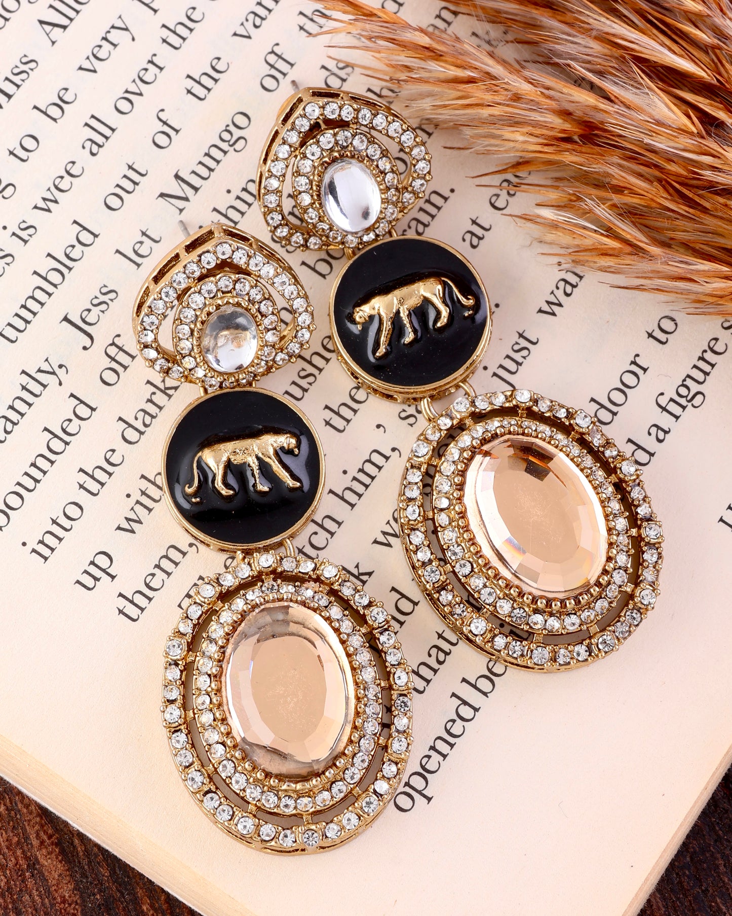 Gold Iravya Premium Designer Zircone Polki Dupe Earring