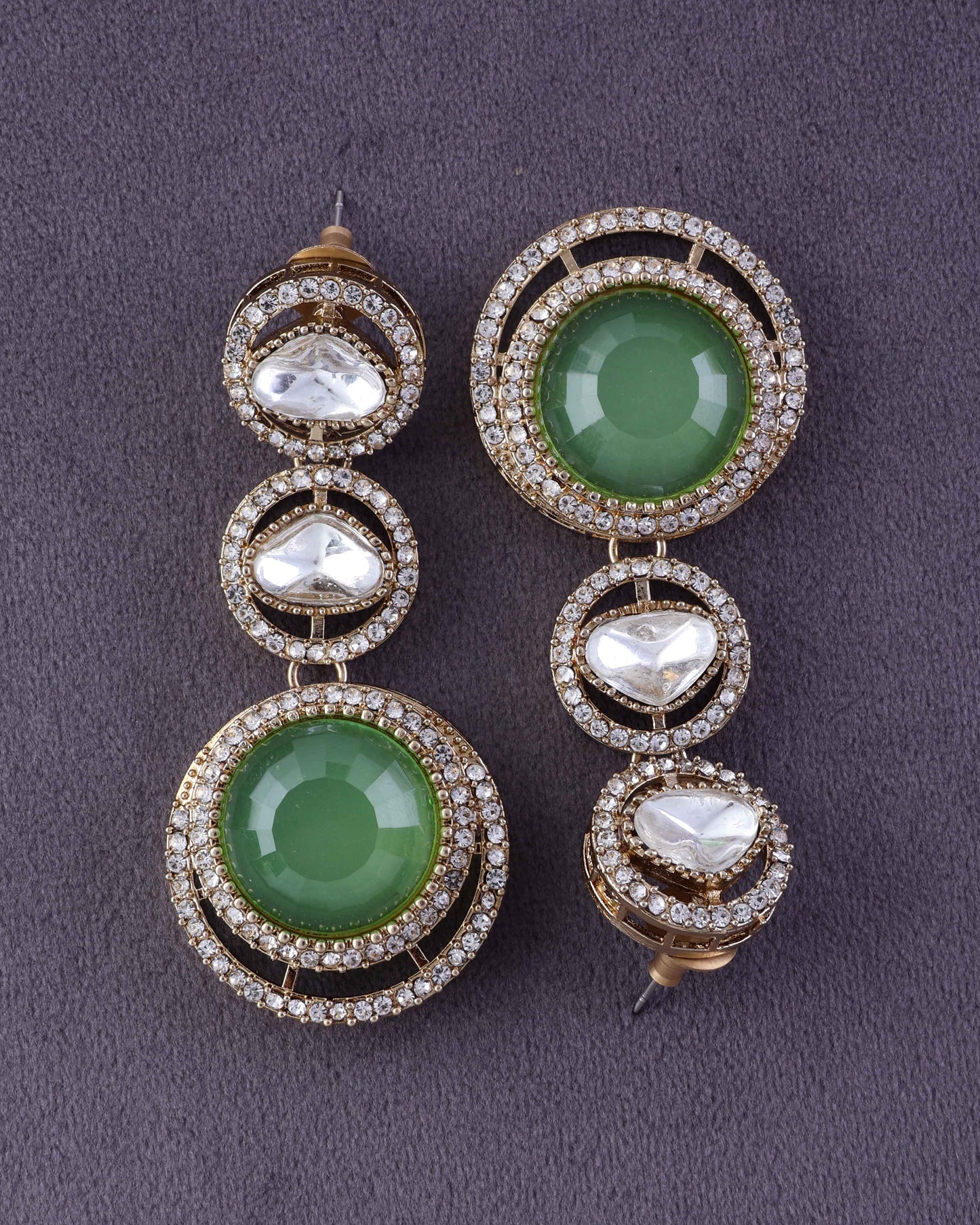 Olive Navleen Premium Designer Zircone Polki Dupe Earring