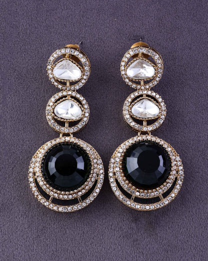 Emerald Navleen Premium Designer Zircone Polki Dupe Earring