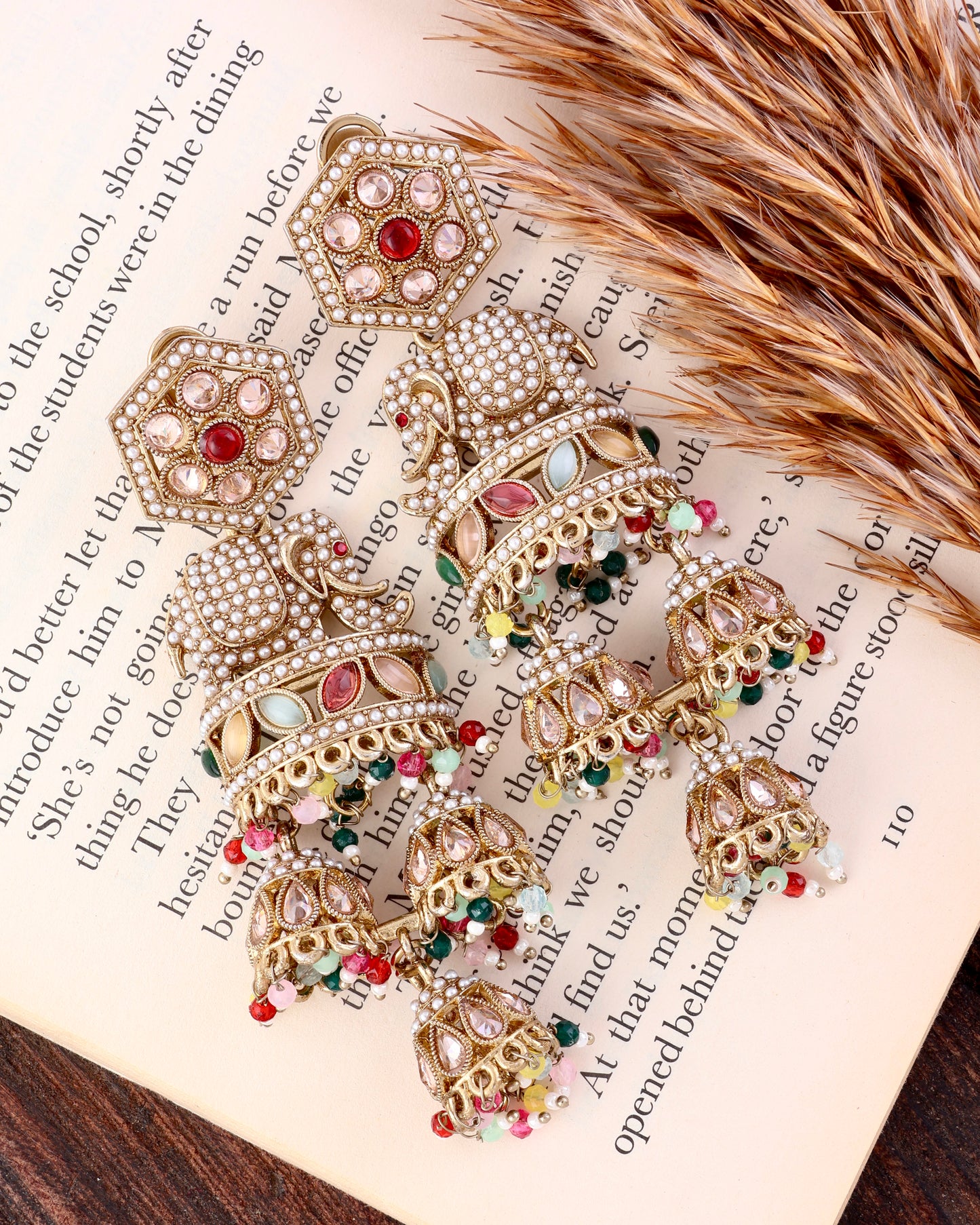 Multi Airavya Designer Elephant Earring