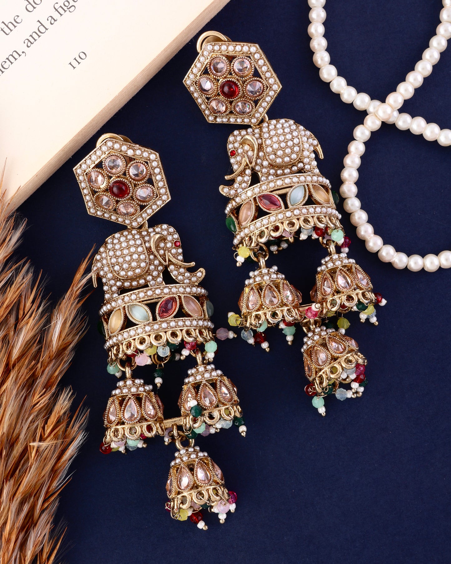 Multi Airavya Designer Elephant Earring