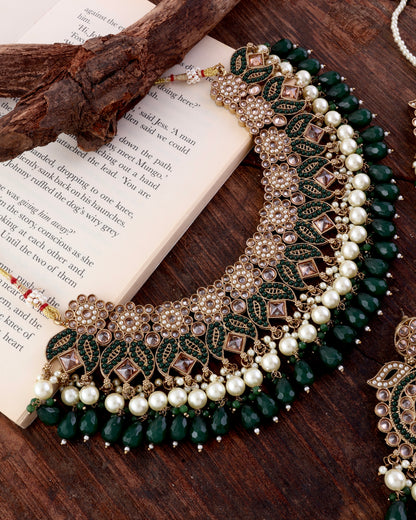Green Kaishori Necklace Earring with Teeka