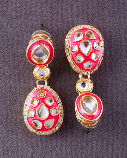 Pink Kuvar Meenakari Earring