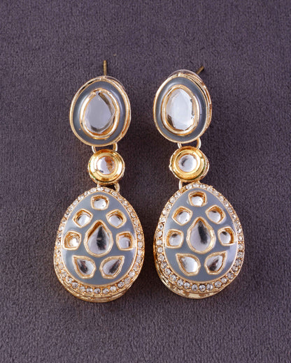 Grey Kuvar Meenakari Earring