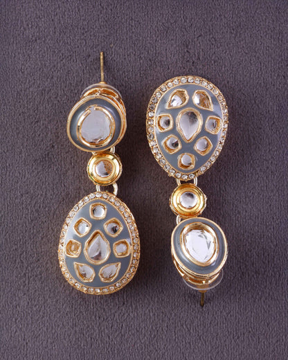 Grey Kuvar Meenakari Earring