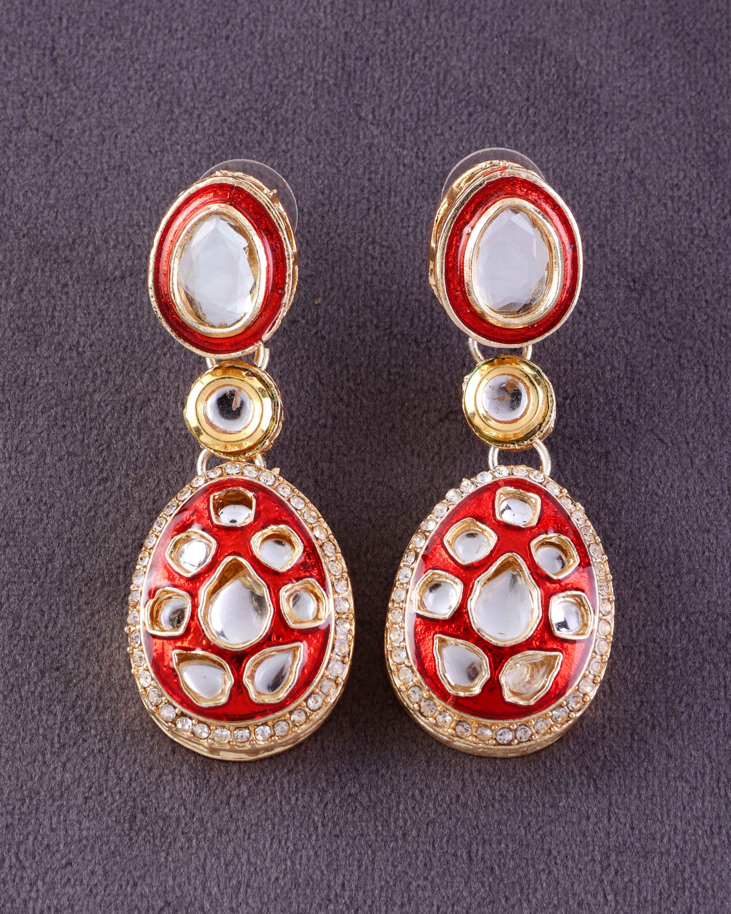 Red Kuvar Meenakari Earring