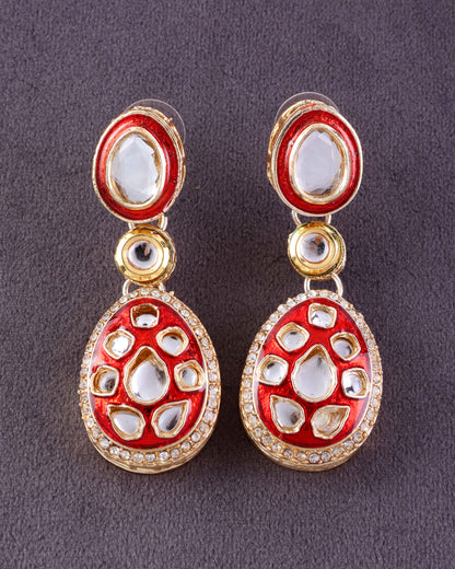 Red Kuvar Meenakari Earring