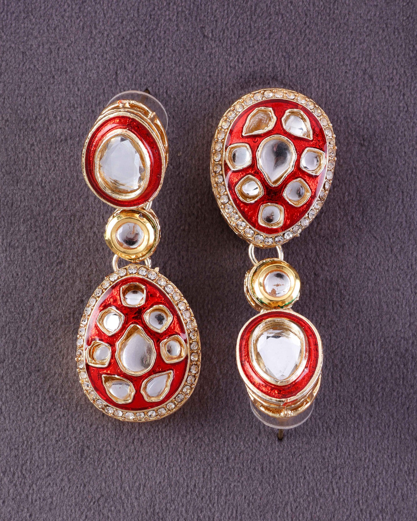 Red Kuvar Meenakari Earring
