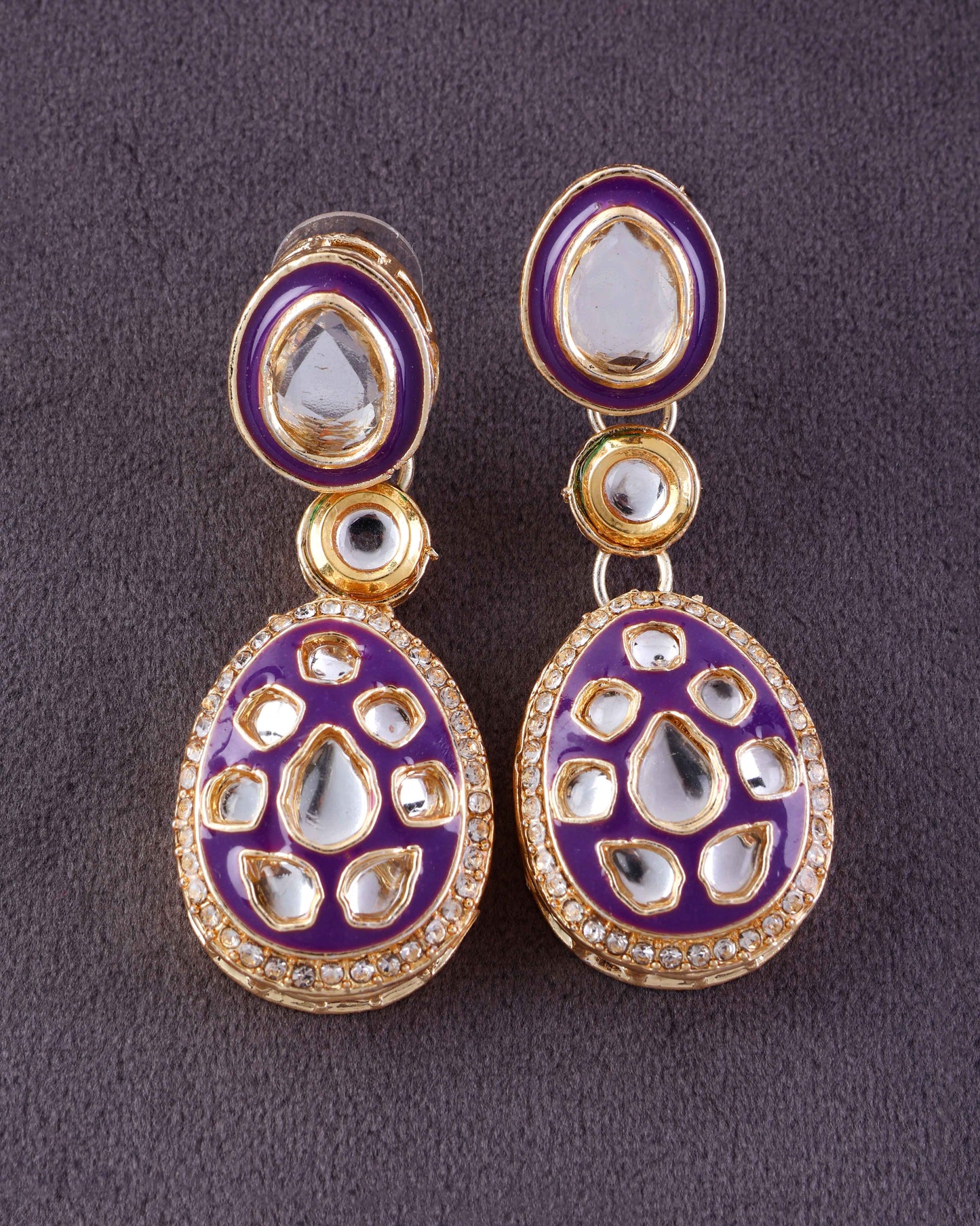 Purple Kuvar Meenakari Earring