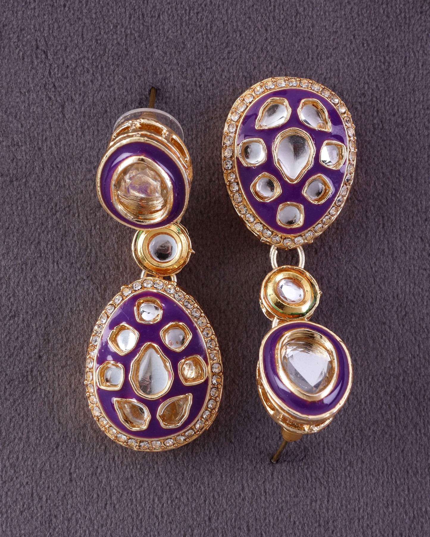Purple Kuvar Meenakari Earring