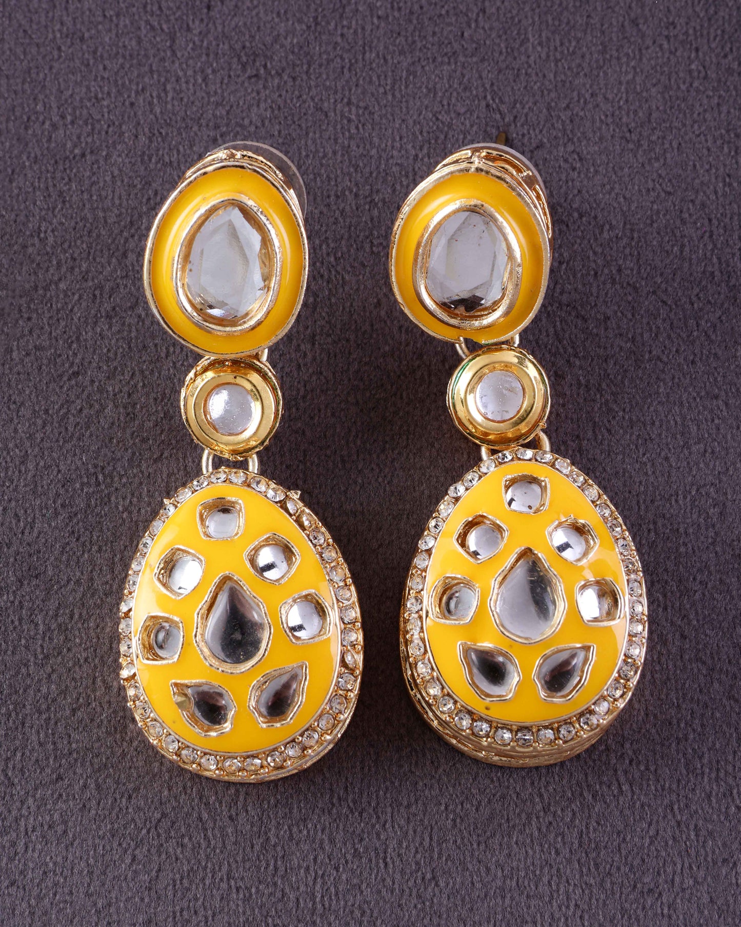 Yellow Kuvar Meenakari Earring