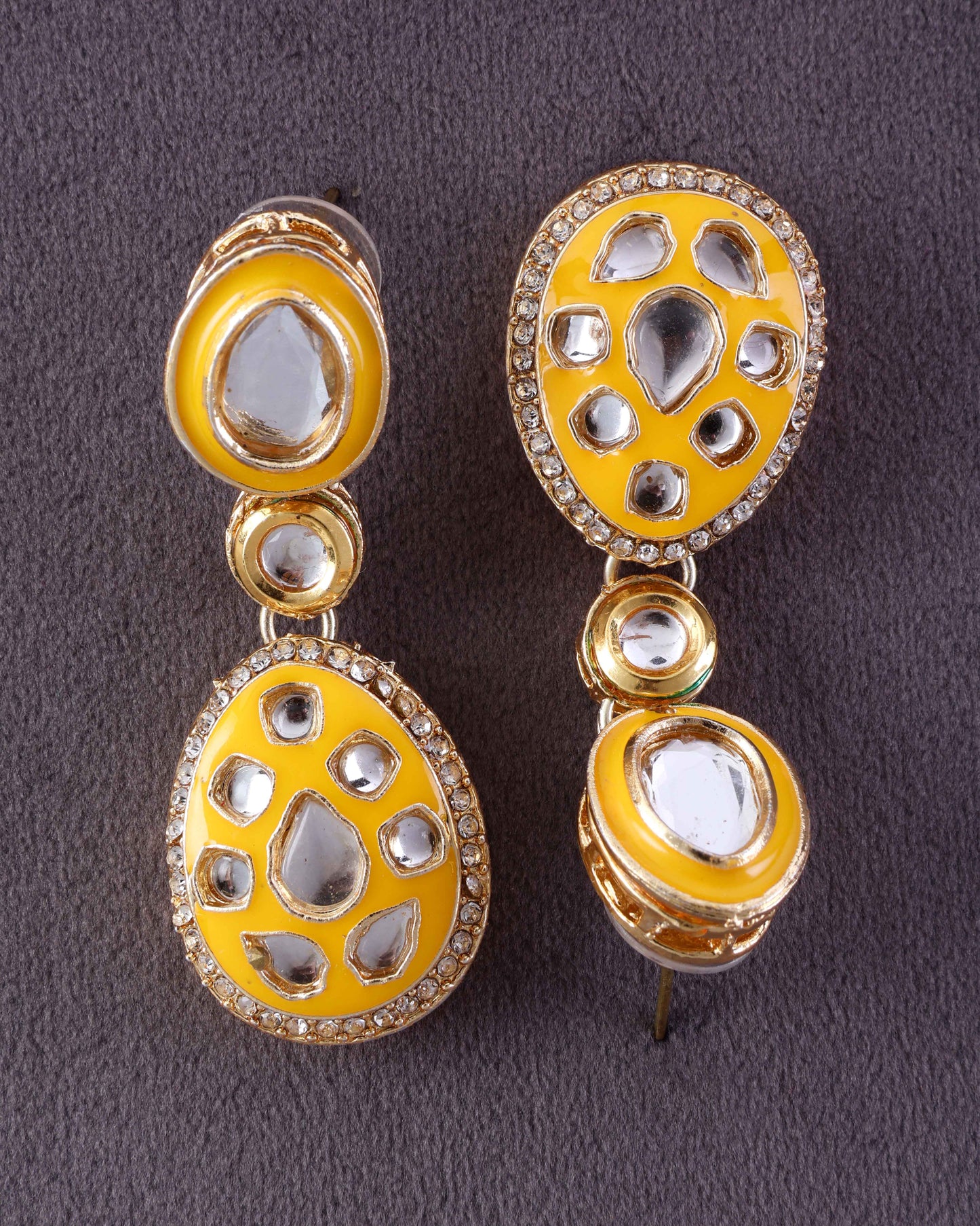 Yellow Kuvar Meenakari Earring