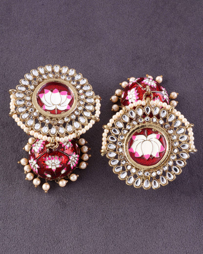 Red Simar Meenakari Jhumki