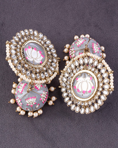 Grey Simar Meenakari Jhumki