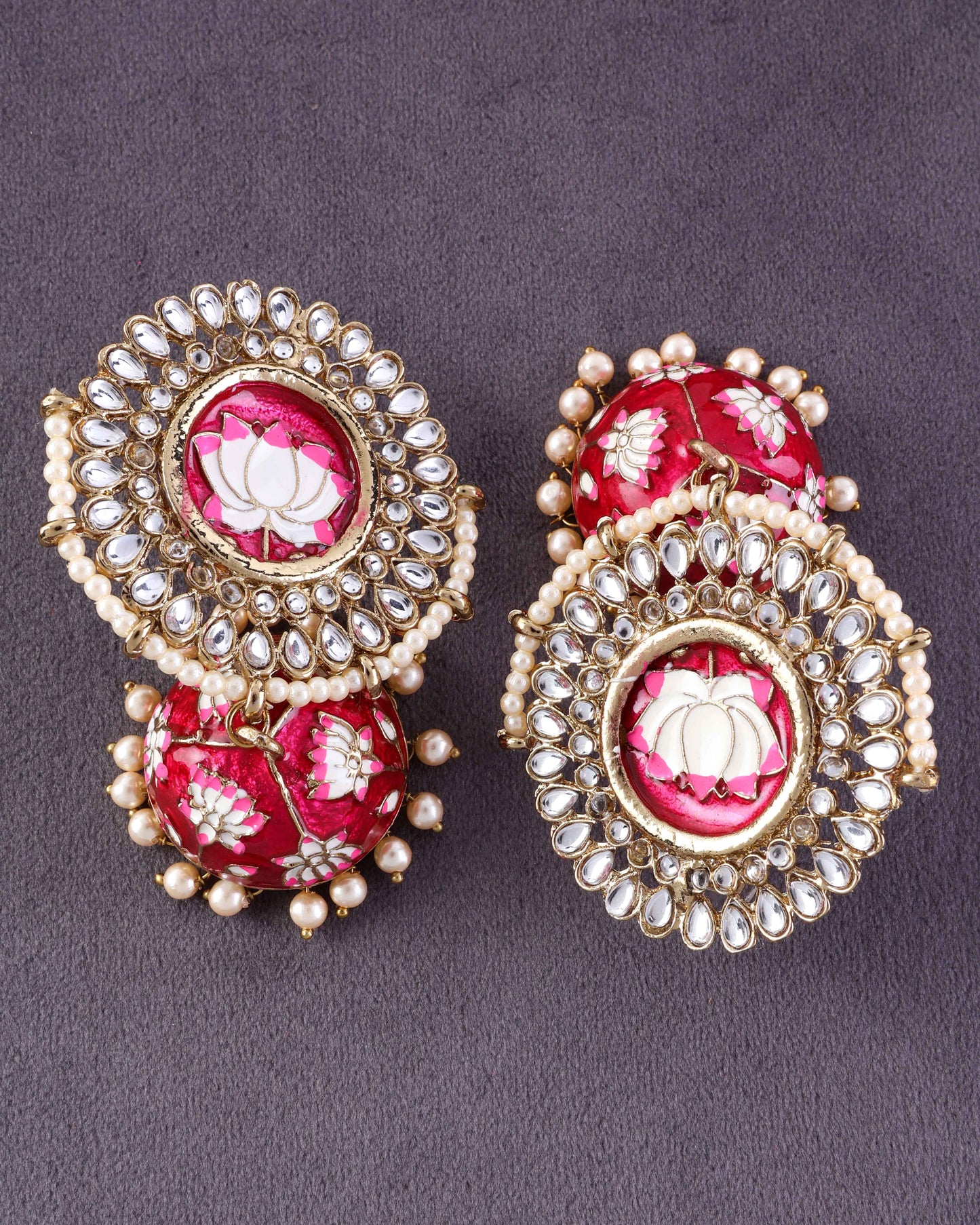 Pink Simar Meenakari Jhumki