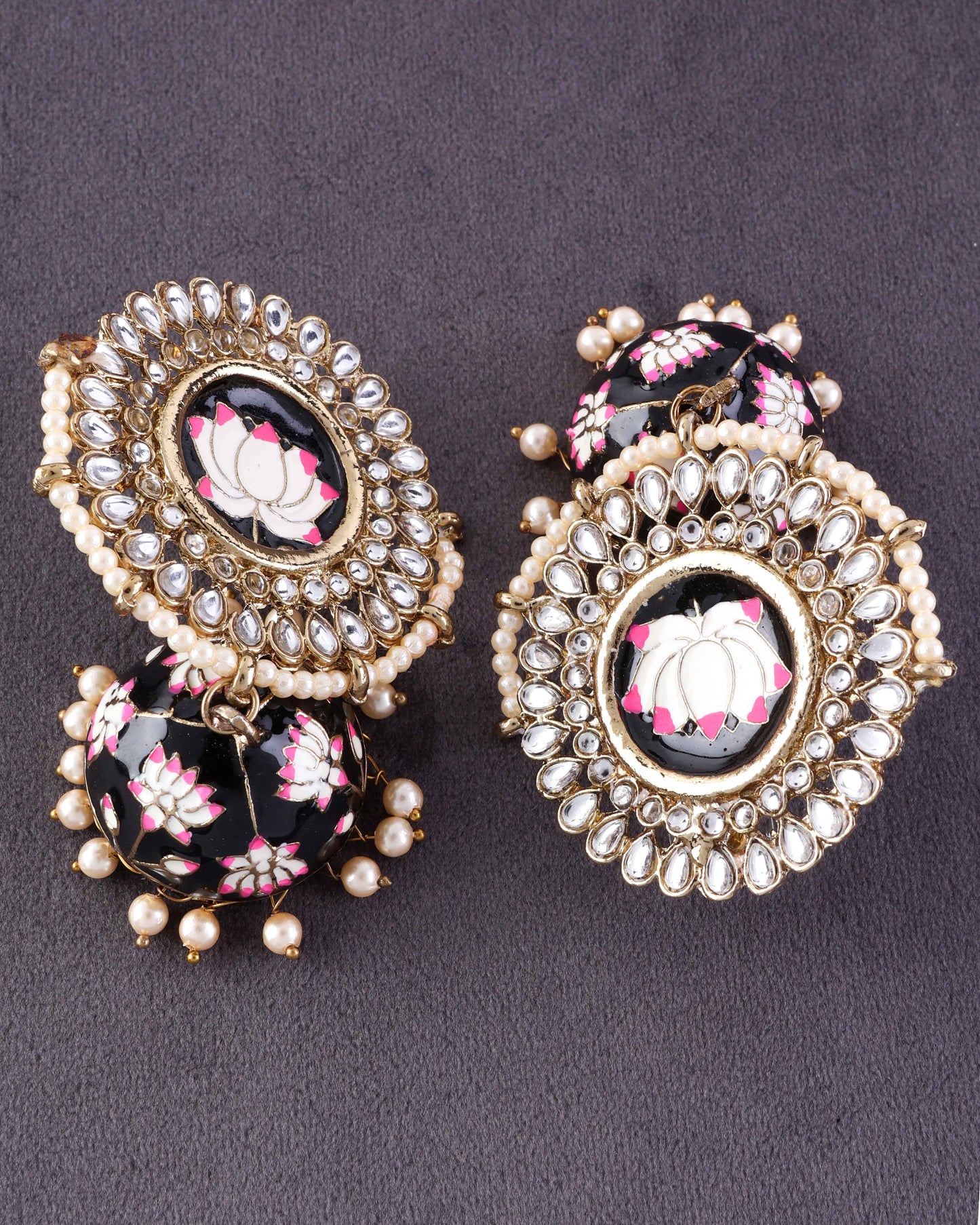 Black Simar Meenakari Jhumki