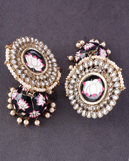 Black Simar Meenakari Jhumki
