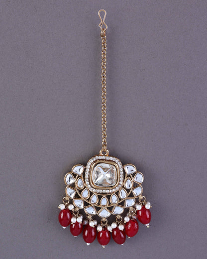 Red Oviya Kundan Teeka