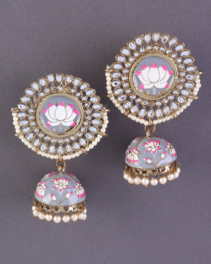 Grey Simar Meenakari Jhumki