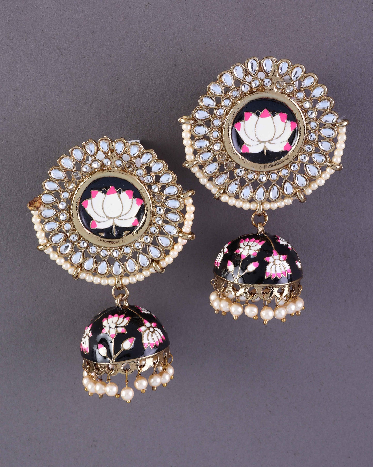 Black Simar Meenakari Jhumki