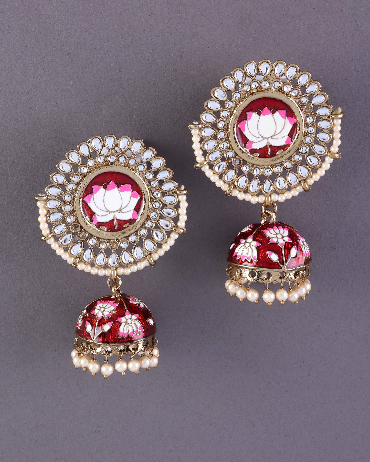 Red Simar Meenakari Jhumki